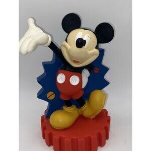 Vintage Disney Mickey Mouse Coin Bank Peachtree Playthings PVC Plastic Gear Base